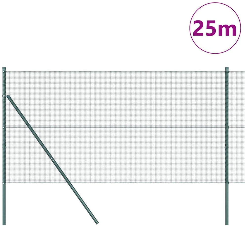 Suvirintas vielos tvora žemės tvirtinimas 25 x 1 m Žalia