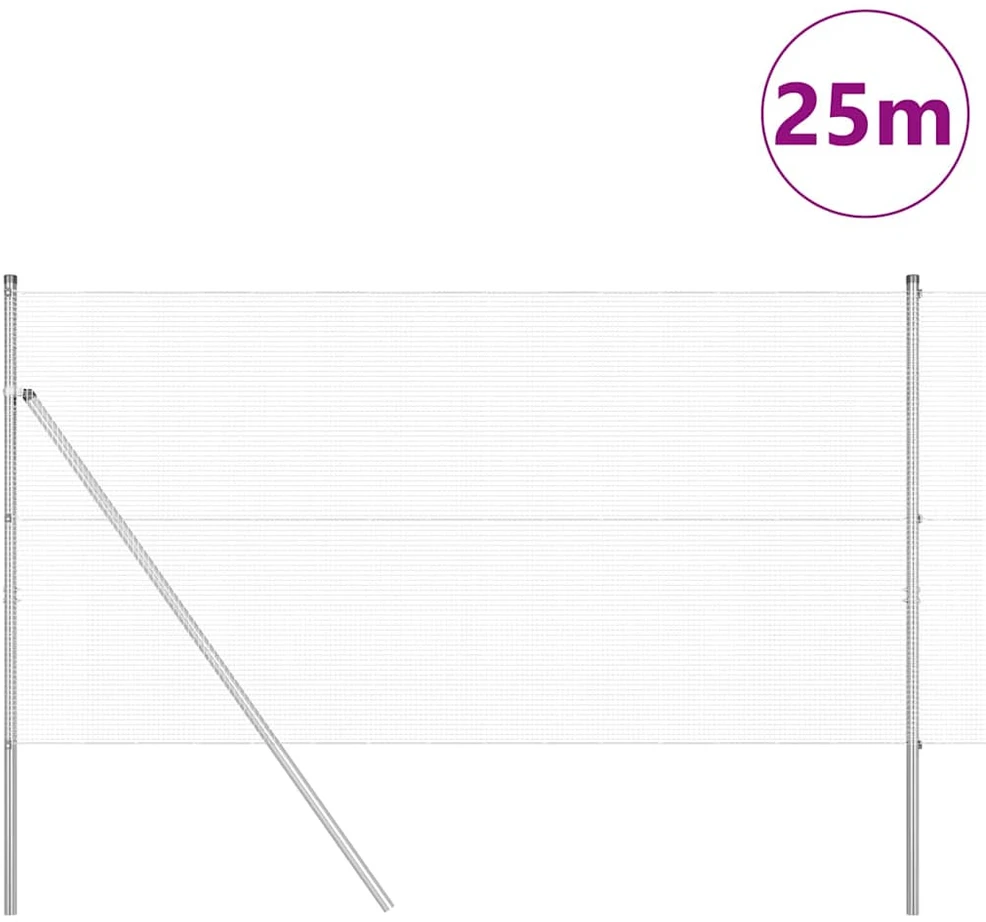 Suvirintas vielos tvora žemės tvirtinimas 25 x 1 m Sidabrinė