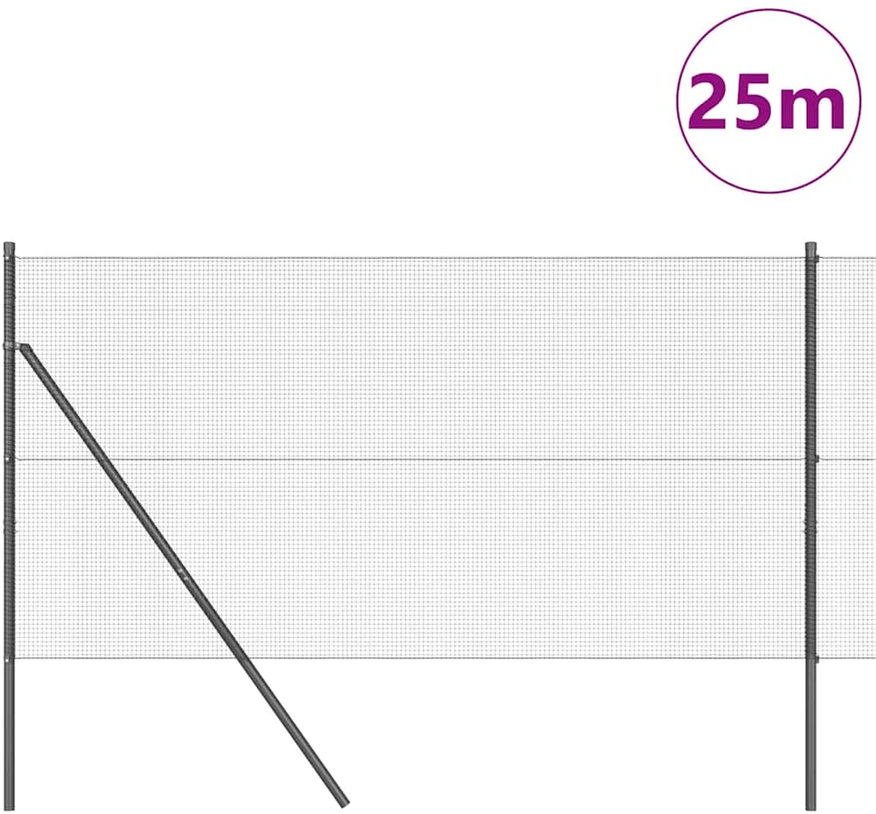 Suvirintas vielos tvora žemės tvirtinimas 25 x 1,2 m Pilka