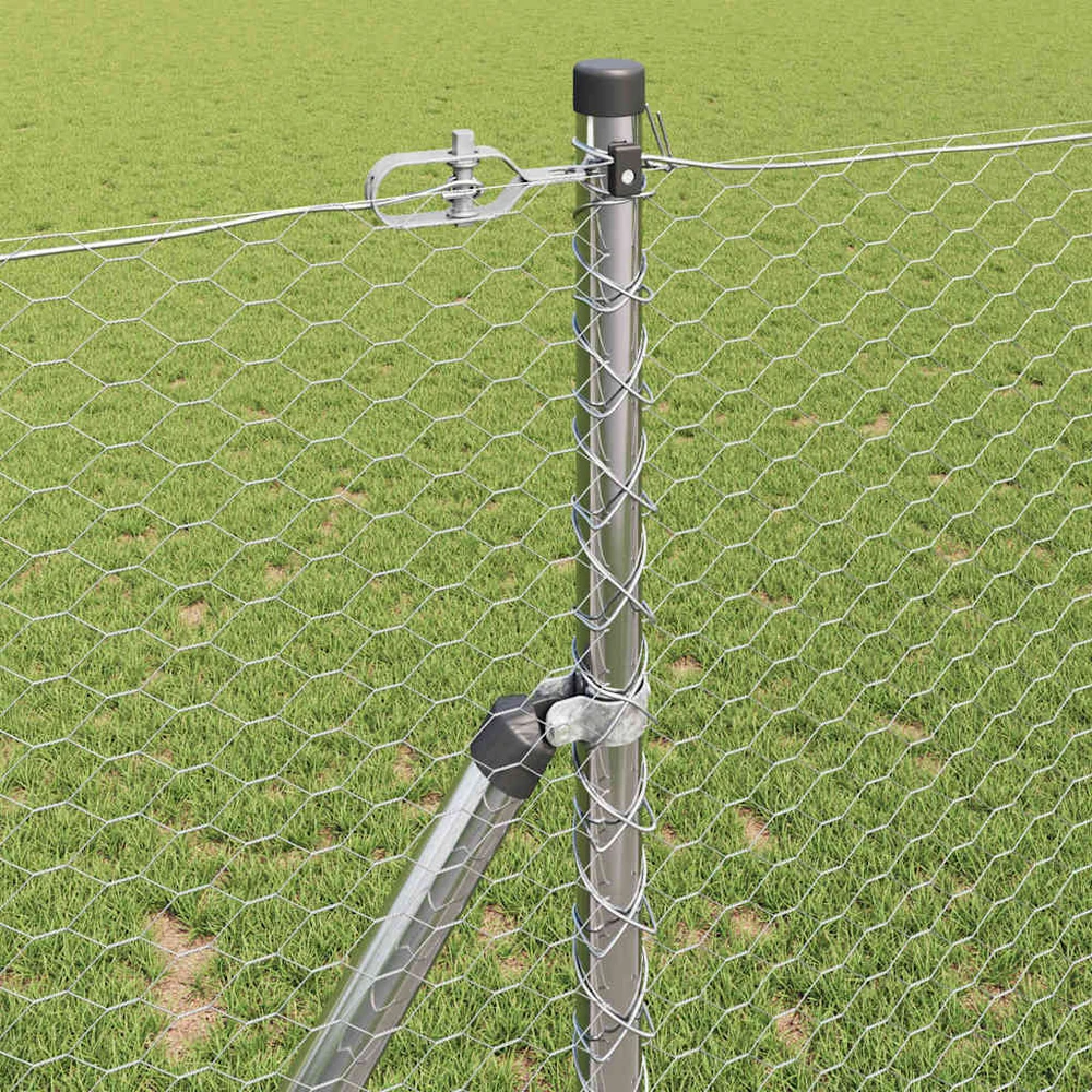 Heksagonalinė tvoros tvirtinimo sistema 25 x 1,2 m Sidabrinė