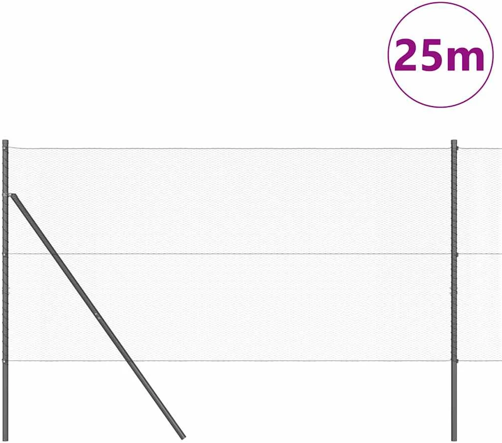 Heksagonalinė tvoros tvirtinimo sistema 25 x 1,4 m Pilka