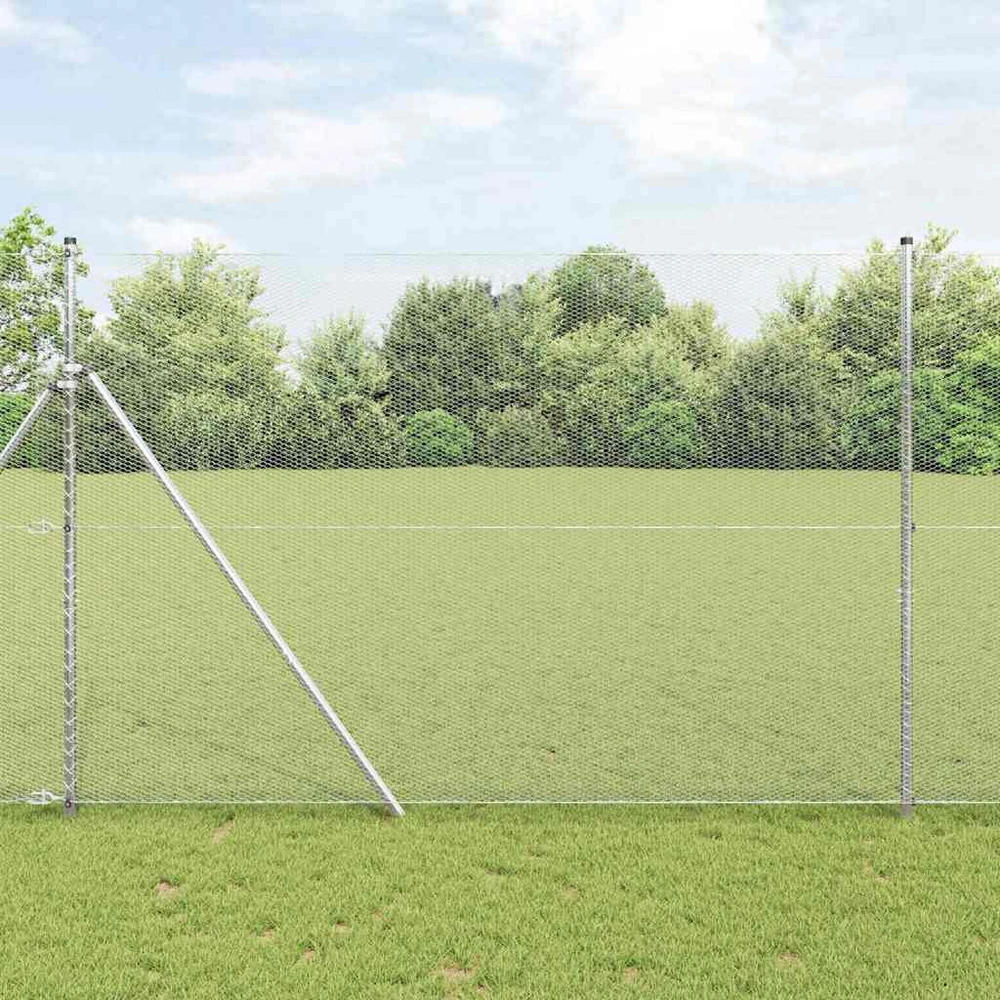 Heksagonalinė tvoros tvirtinimo sistema 25 x 1,6 m Sidabrinė