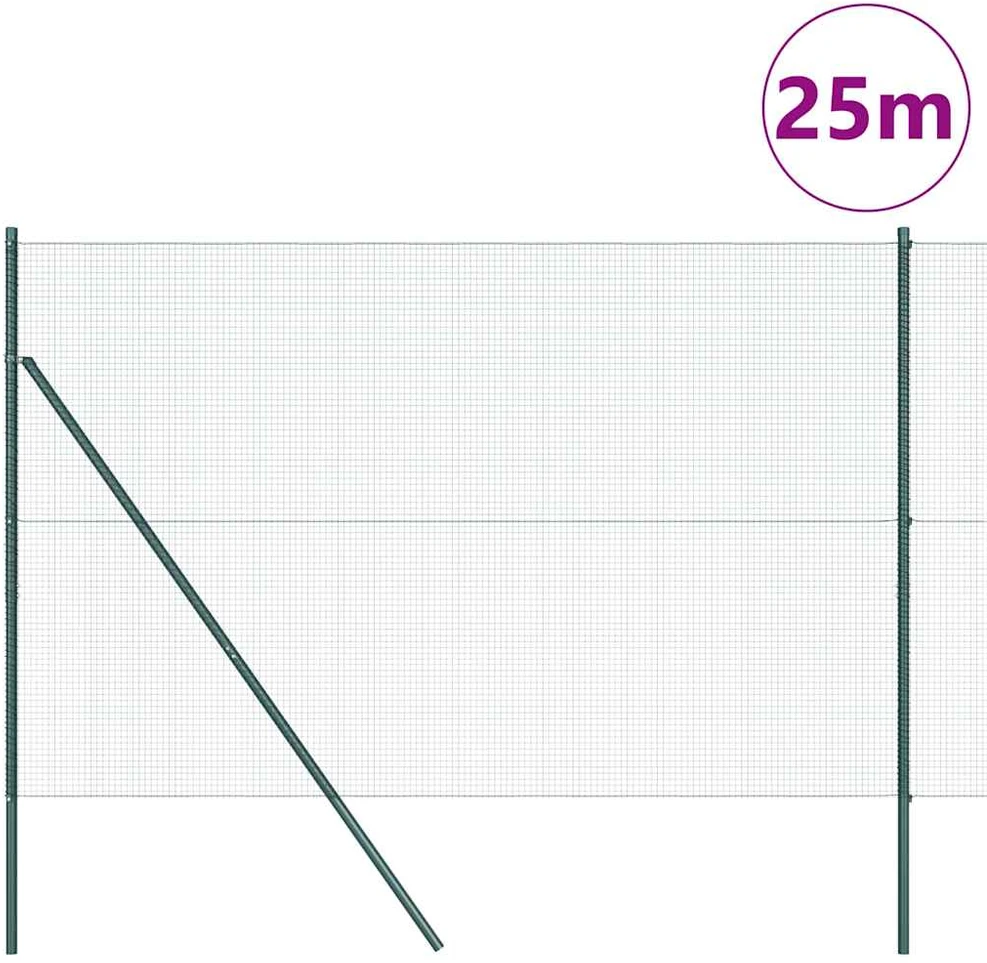 Suvirintas vielos tvora žemės tvirtinimas 25 x 1,6 m Žalia