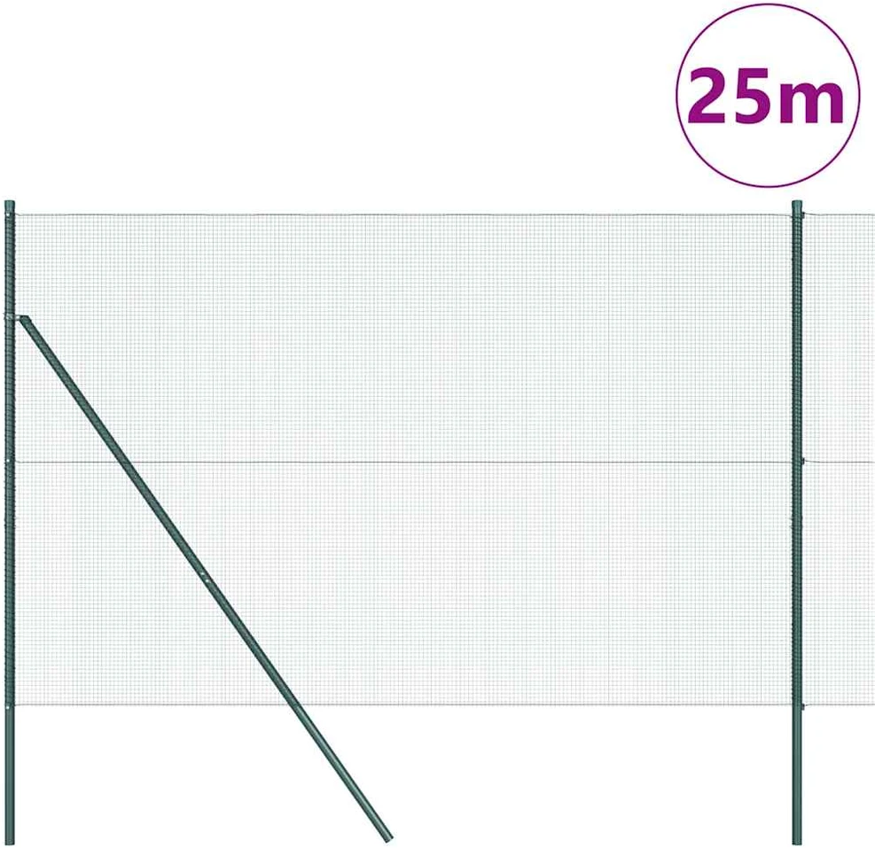 Suvirintas vielos tvora žemės tvirtinimas 25 x 1,6 m Žalia