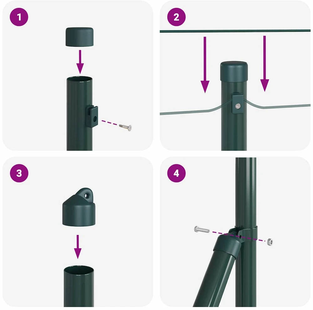Heksagonalinė tvoros tvirtinimo sistema 50 x 0,8 m Žalia