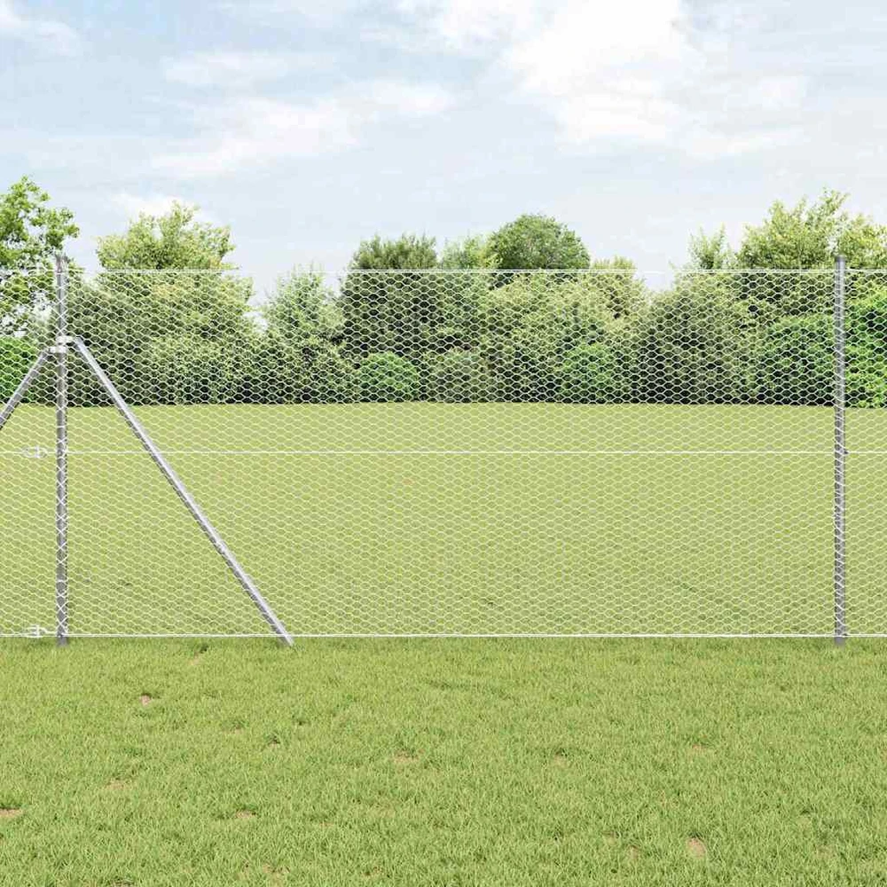 Heksagonalinė tvoros tvirtinimo sistema 50 x 1,2 m Sidabrinė