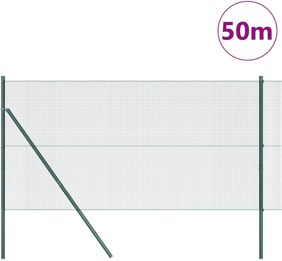 Suvirintas vielos tvora žemės tvirtinimas 50 x 1,5 m Žalia