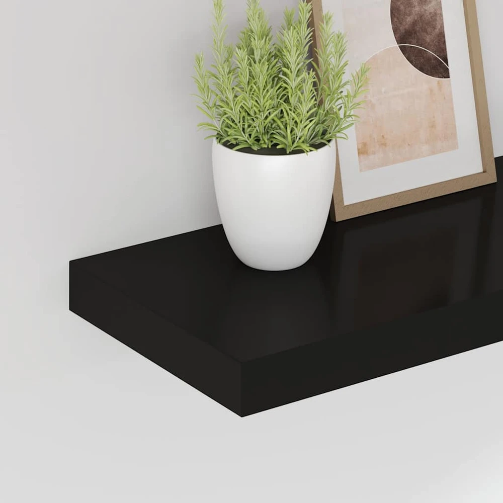 Pakabinama sieninė lentyna, juodos spalvos, 50x23x3,8cm, MDF