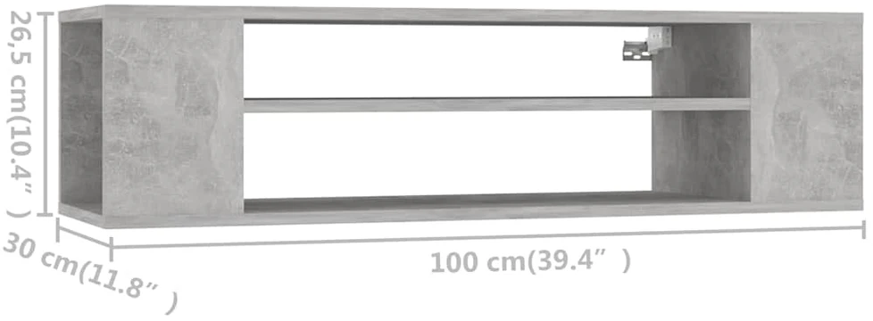 TV staliukas Pakabinama TV spintelė, betono pilka, 100x30x26,5cm, mediena