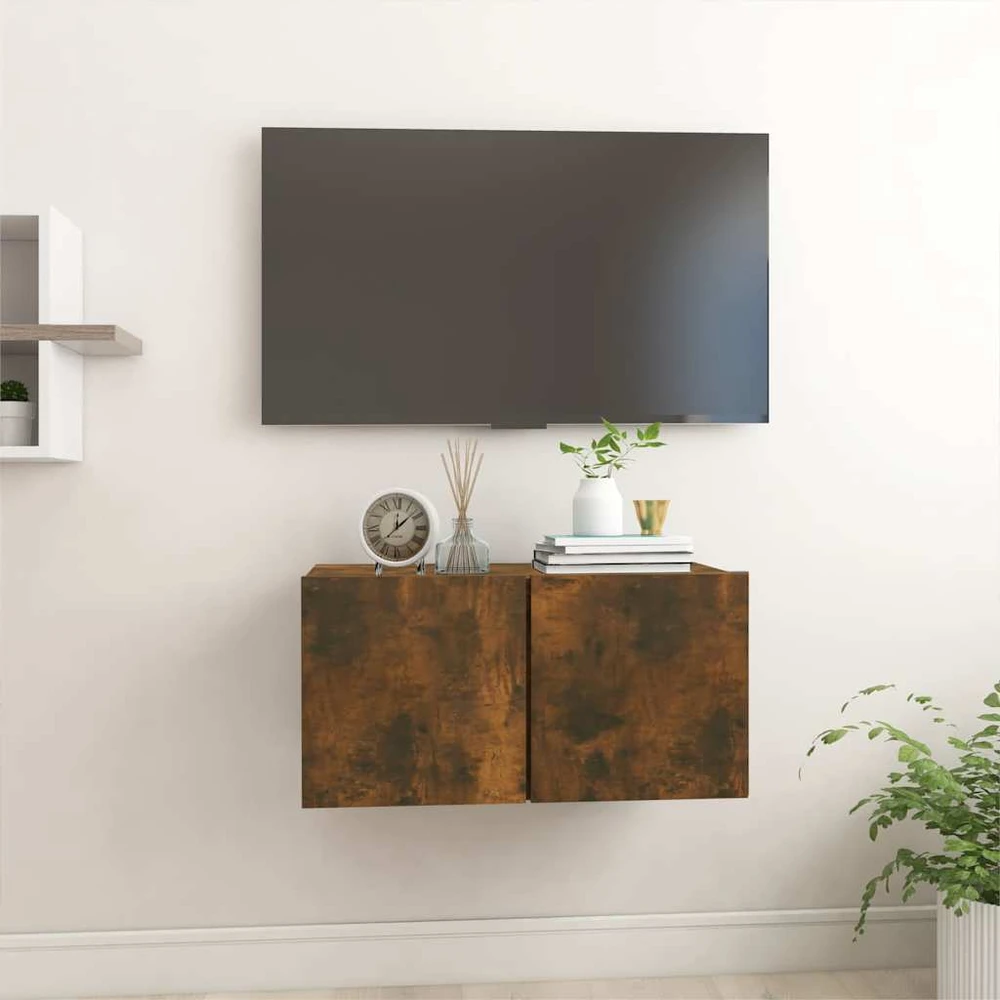 TV staliukas Pakabinama TV spintelė, dūminio ąžuolo, 60x30x30cm, mediena