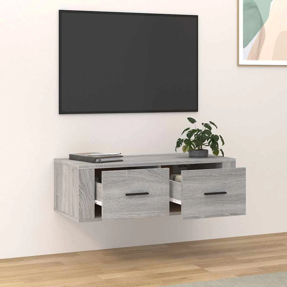 TV staliukas Pakabinama TV spintelė, pilka ąžuolo, 80x36x25cm, mediena