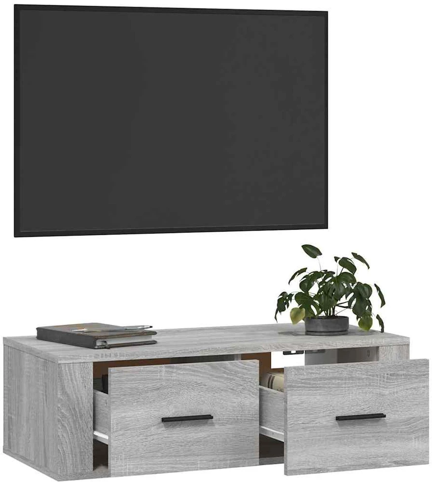 TV staliukas Pakabinama TV spintelė, pilka ąžuolo, 80x36x25cm, mediena
