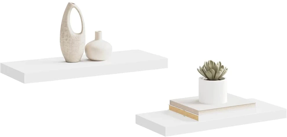 Pakabinamos lentynos, 2vnt., baltos, 60x23,5x3,8cm, MDF