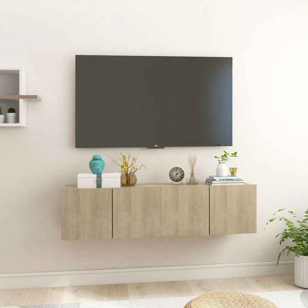 TV staliukas Pakabinamos televizoriaus spintelės, 2vnt., ąžuolo, 60x30x30cm