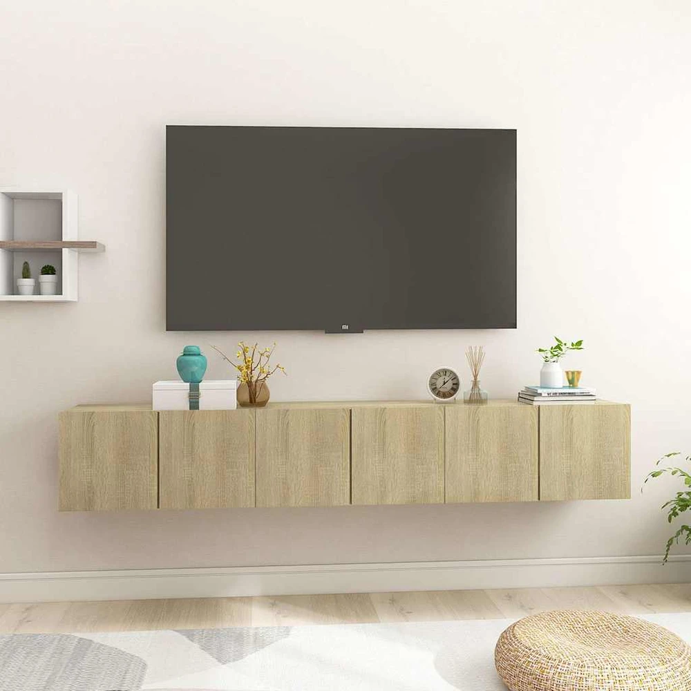 TV staliukas Pakabinamos televizoriaus spintelės, 3vnt., ąžuolo, 60x30x30cm
