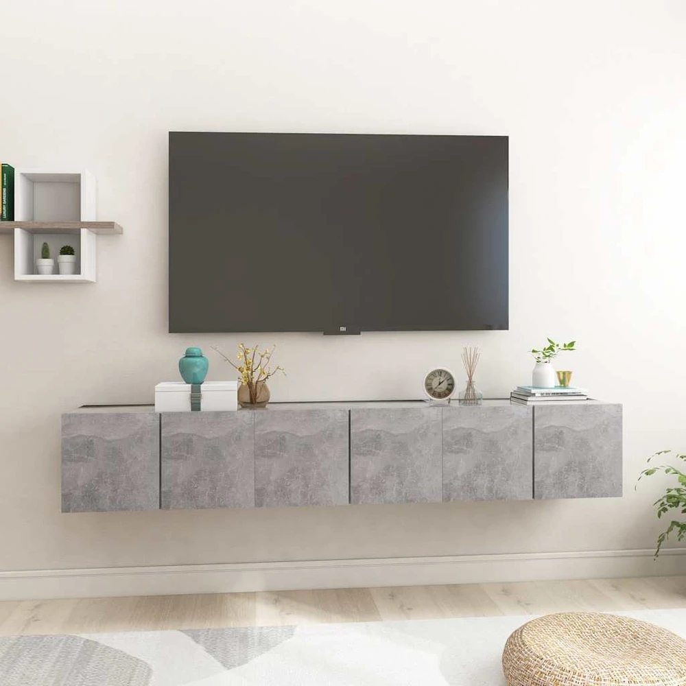 TV staliukas Pakabinamos televizoriaus spintelės, 3vnt., pilkos, 60x30x30cm