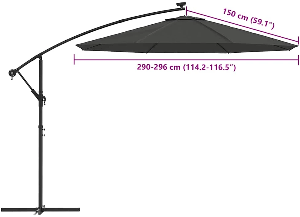 Pakaitinis audinys gembiniam skėčiui, antracito spalvos, 300cm