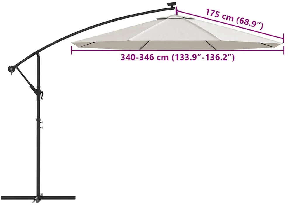 Pakaitinis audinys gembiniam skėčiui, smėlio baltas, 350cm
