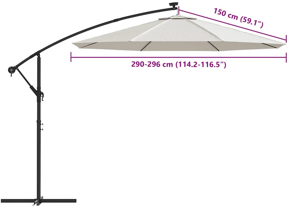 Pakaitinis audinys gembiniam skėčiui, smėlio baltas, 300cm
