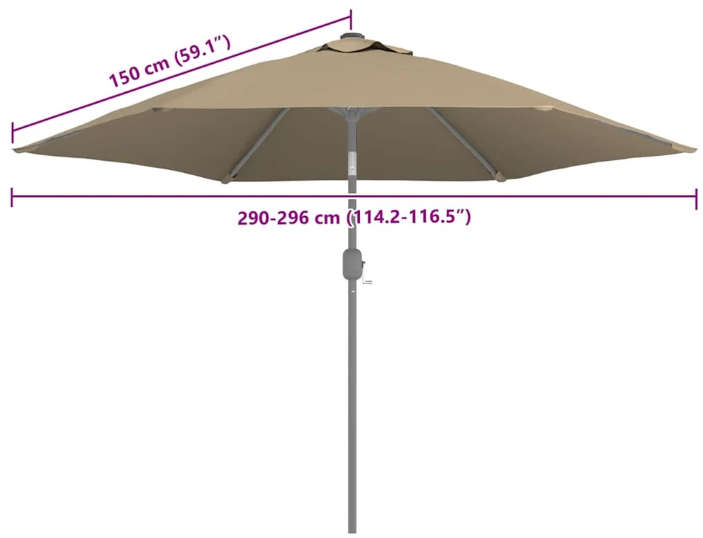 Pakaitinis audinys lauko skėčiui nuo saulės, taupe, 300cm