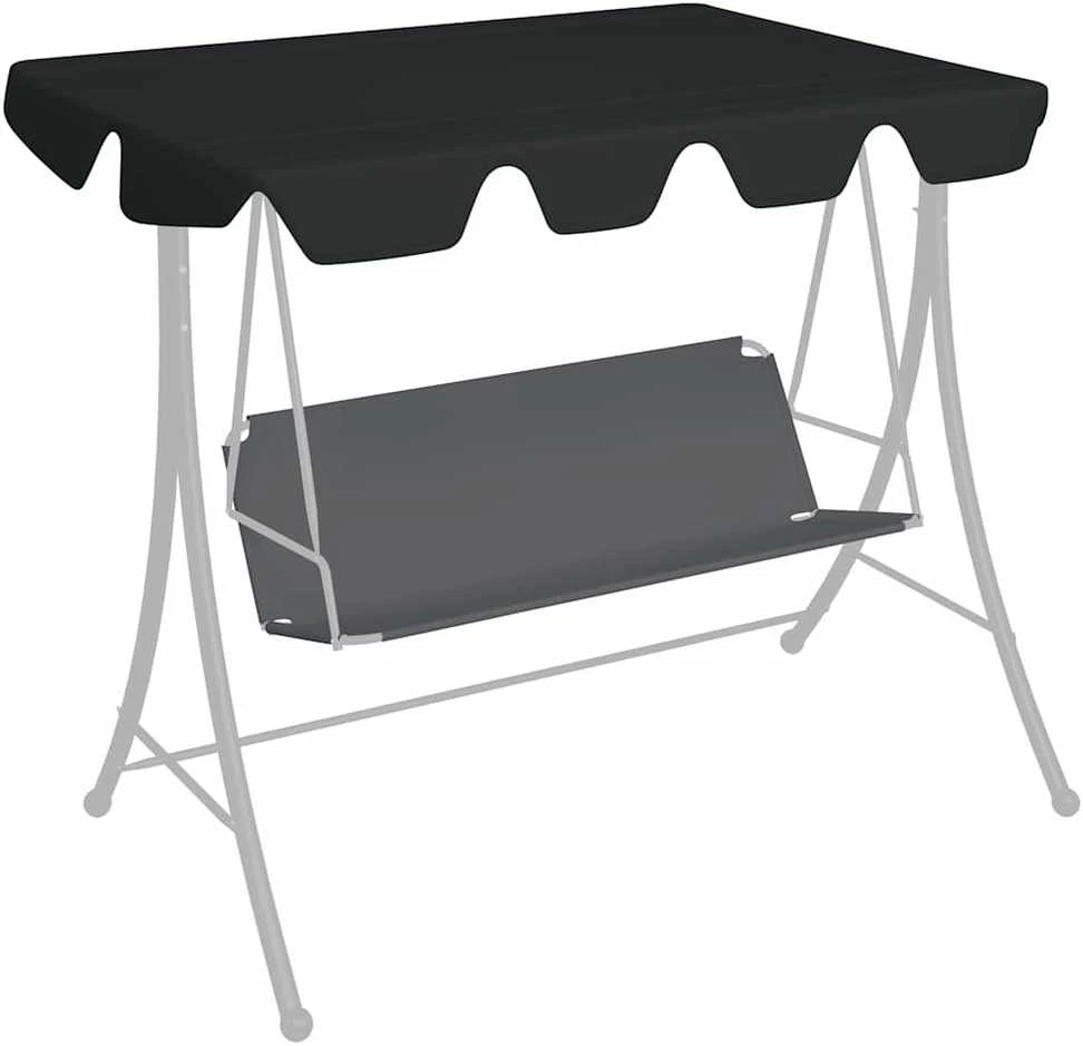 Pakaitinis skliautas sodo sūpynėms, juodas, 150/130x105/70cm