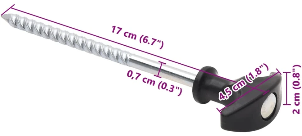 Palapinės kaiščiai, 24vnt., 17cm, skersmuo 7mm, plienas
