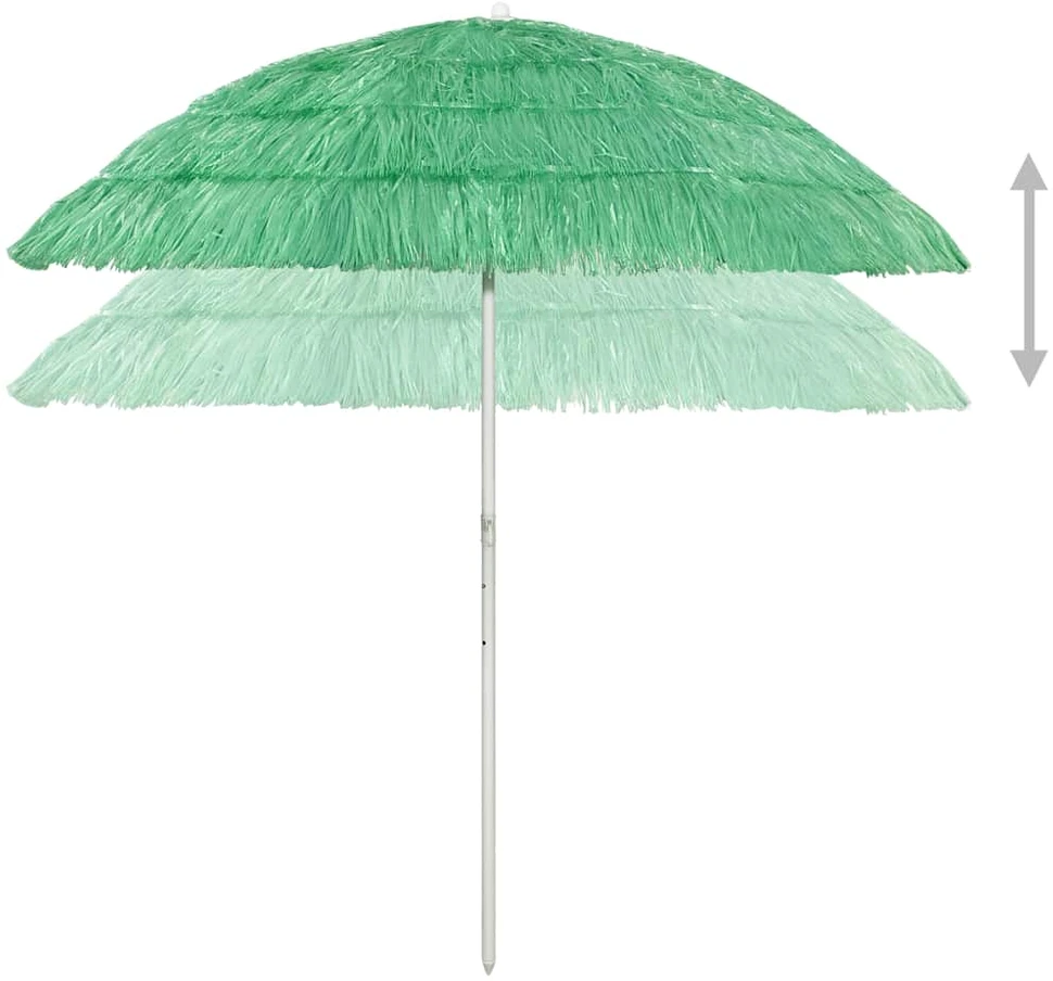 Paplūdimio skėtis, žalios spalvos, 240cm, havajietiško dizaino