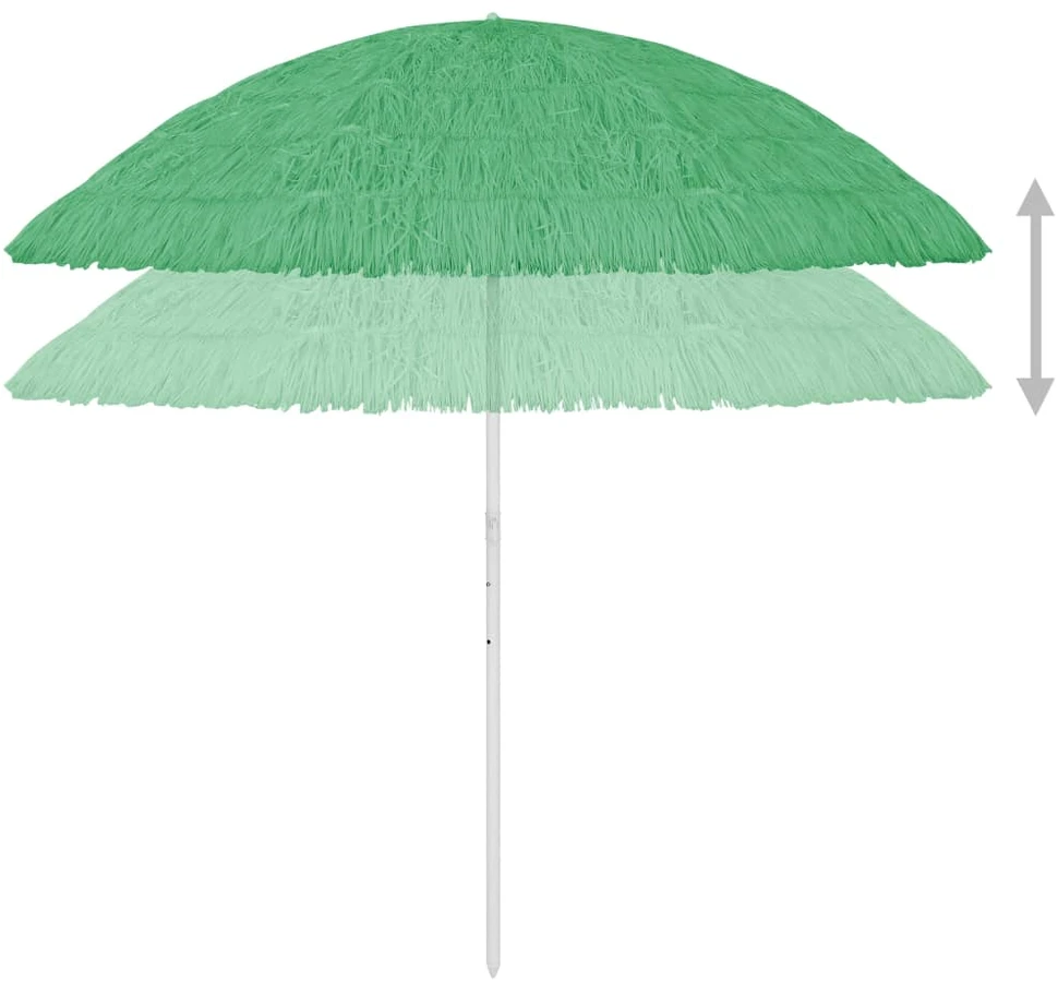 Paplūdimio skėtis, žalios spalvos, 300cm, havajietiško dizaino
