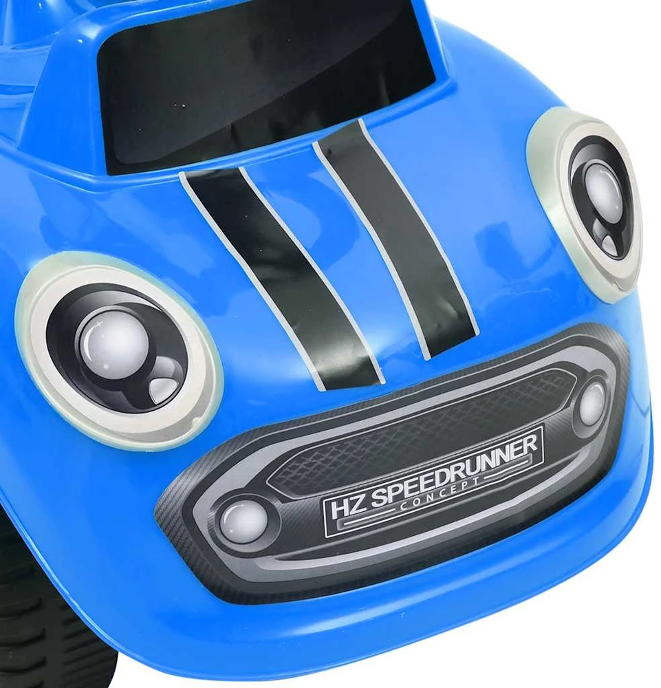 Paspiriamas vaikiškas automobilis, mėlynos spalvos