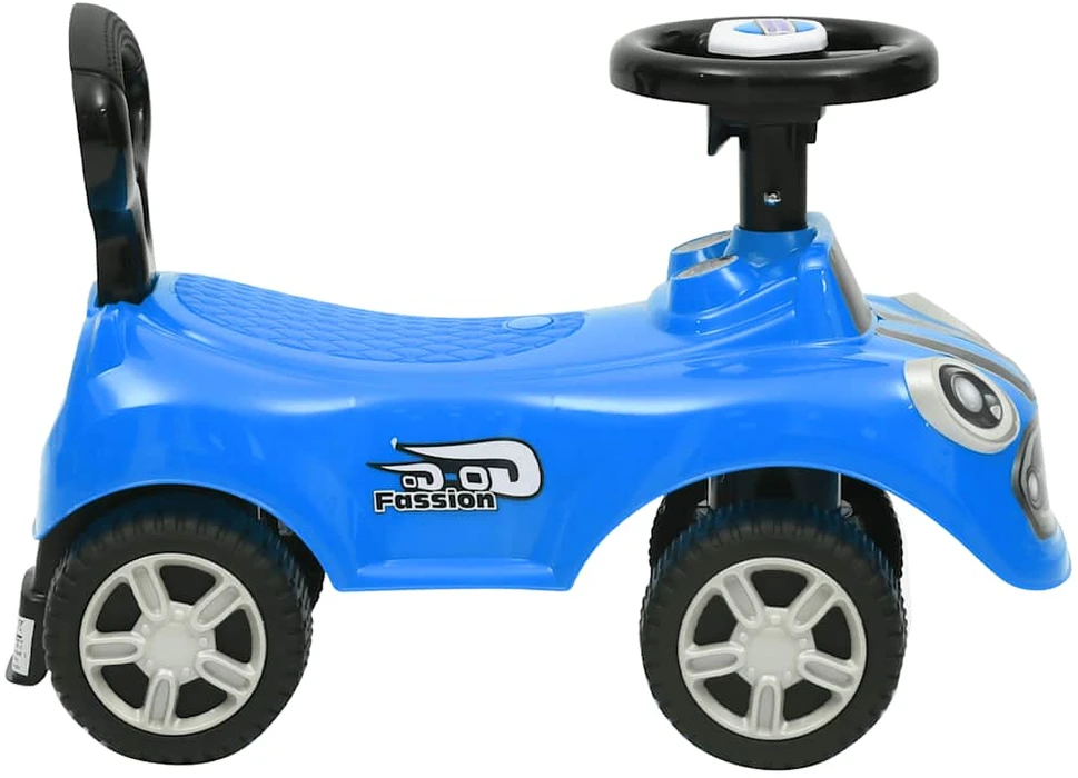 Paspiriamas vaikiškas automobilis, mėlynos spalvos