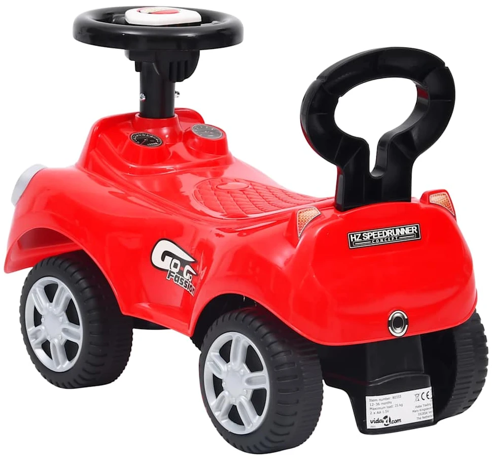 Paspiriamas vaikiškas automobilis, raudonos spalvos