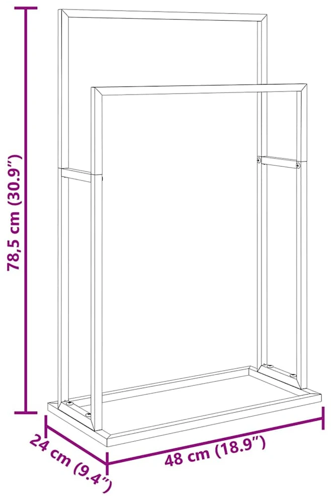 Pastatoma rankšluosčių kabykla, juoda, 48x24x78,5cm, geležis