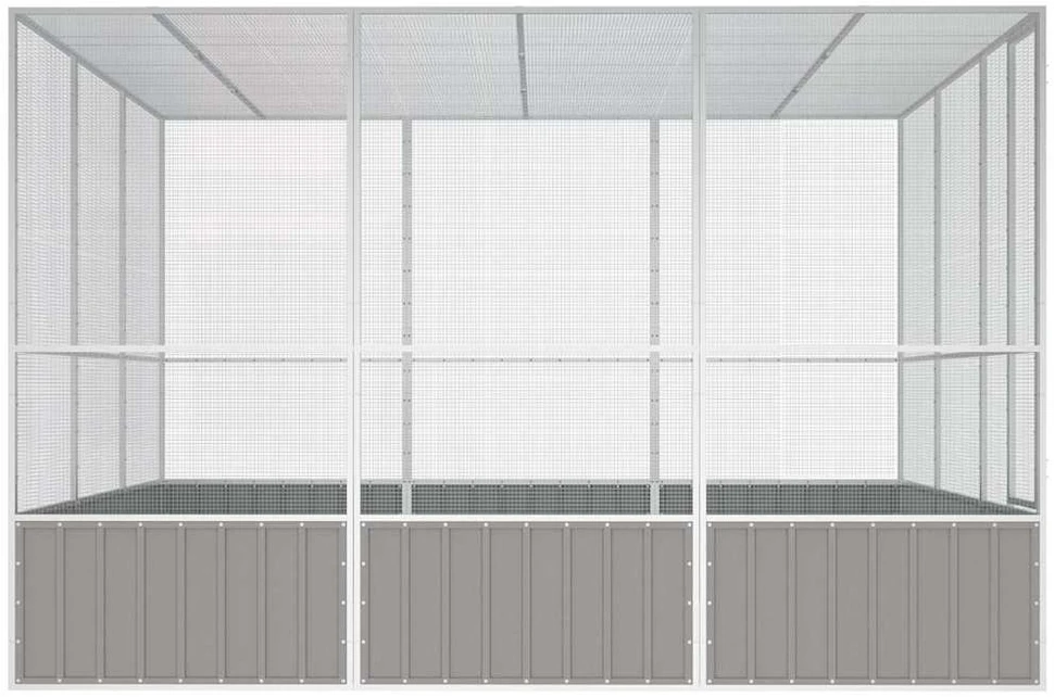 Paukščių narvas, pilkas, 302,5x324,5x211,5cm, plienas