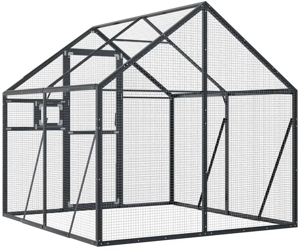 Paukštidė, antracito spalvos, 1,79x2x1,85m, aliuminis