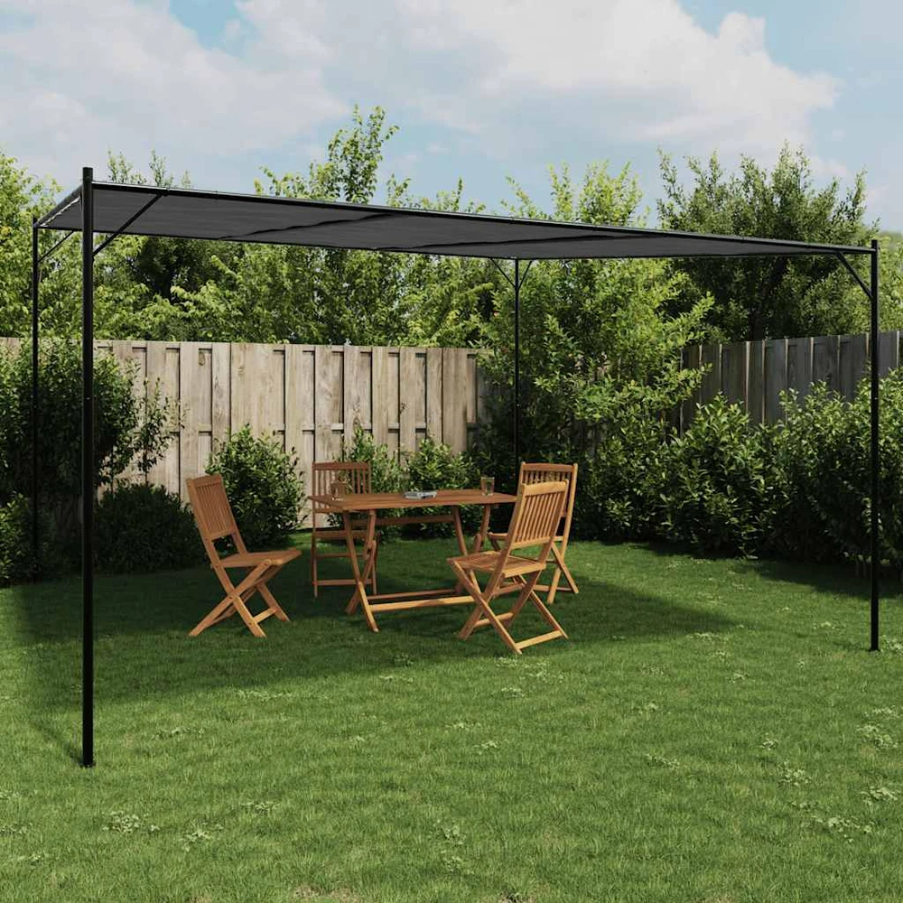 Pavėsinė, antracito spalvos, 4x4m, audinys ir plienas, 180g/m²