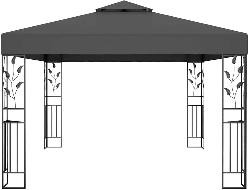 Pavėsinė su dvigubu stogu, antracito spalvos, 3x4m