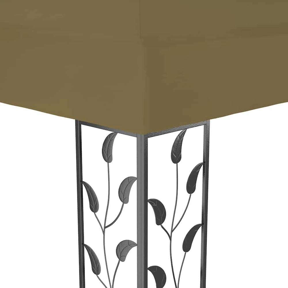 Pavėsinė su dvigubu stogu ir lemputėmis LED, taupe, 3x4m