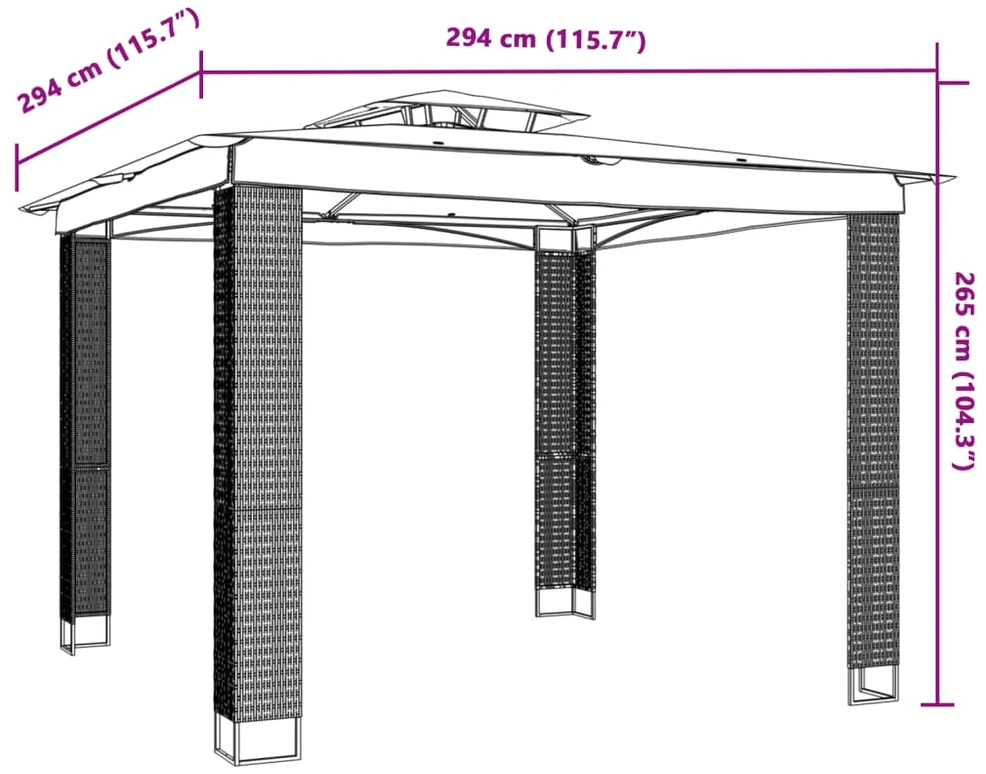 Pavėsinė su dvigubu stogu, kreminė, 2,94x2,94m, plienas