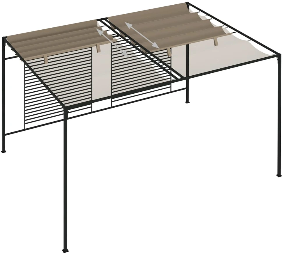 Pavėsinė su įtraukiamu stogu, taupe spalvos, 3x4x2,3m, 180g/m²
