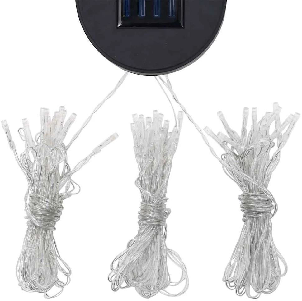 Pavėsinė su lemputėmis LED ir dvigubu stogu, baltos, 3x4m