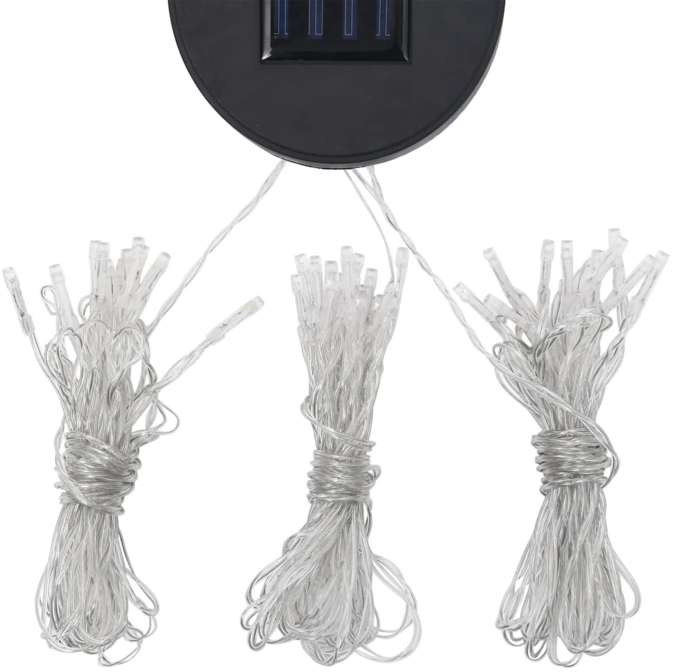 Pavėsinė su lemputėmis LED ir dvigubu stogu, baltos, 3x3m