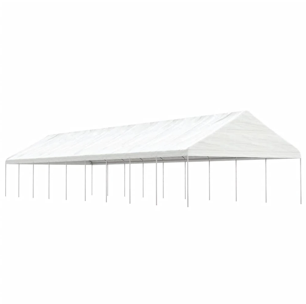 Pavėsinė su stogu, balta, 20,07x5,88x3,75m, polietilenas