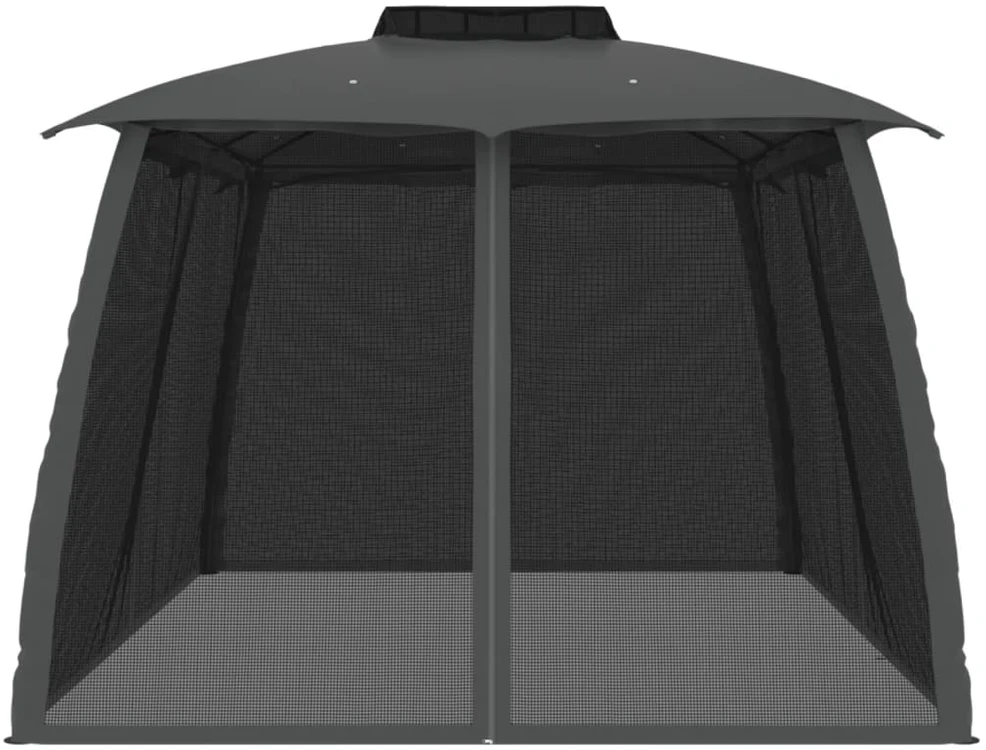 Pavėsinė su stogu ir sienomis, antracito, 3,93x2,93m, plienas