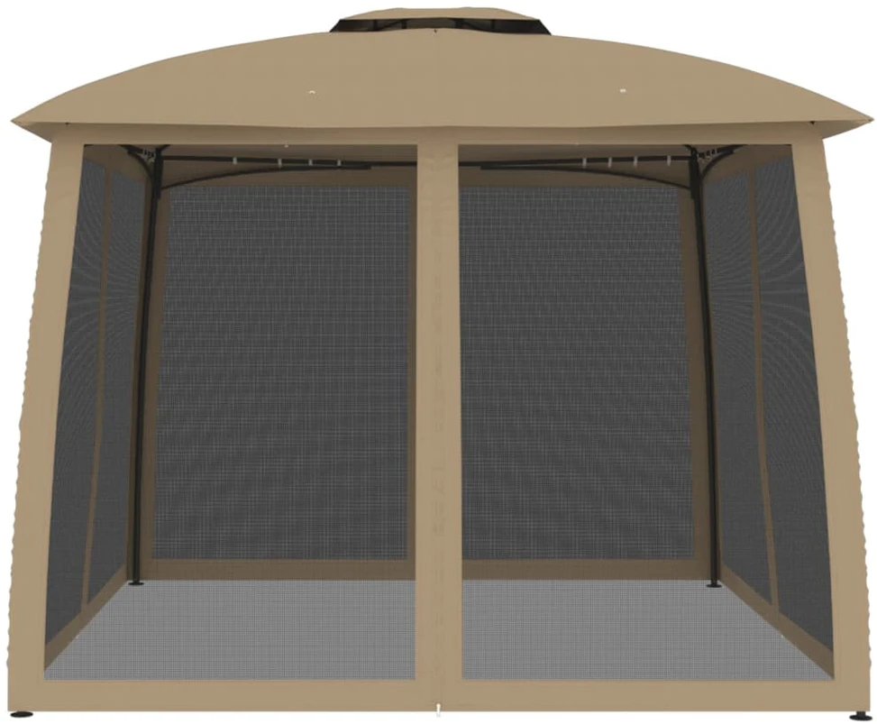 Pavėsinė su stogu ir sienomis, taupe, 2,93x2,93m, plienas