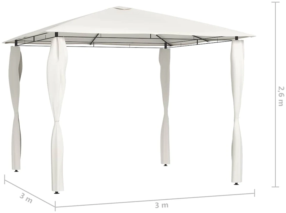 Pavėsinė su stulpų uždangalais, kreminė, 3x3x2,6m, 160g/m²