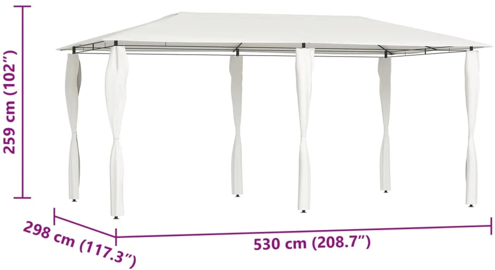 Pavėsinė su stulpų uždangalais, kreminė, 2,98x5,3x2,59m 160g/m²