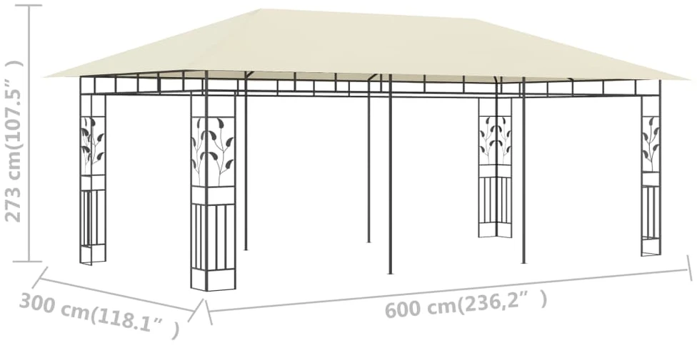Pavėsinė su tinkleliu nuo uodų, kreminės spalvos, 6x3x2,73m