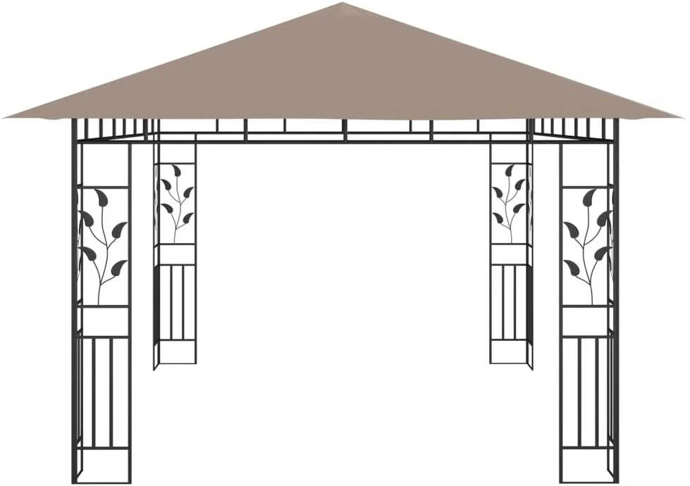 Pavėsinė su tinklelio sienelėmis, kreminės, 3x3m, plienas