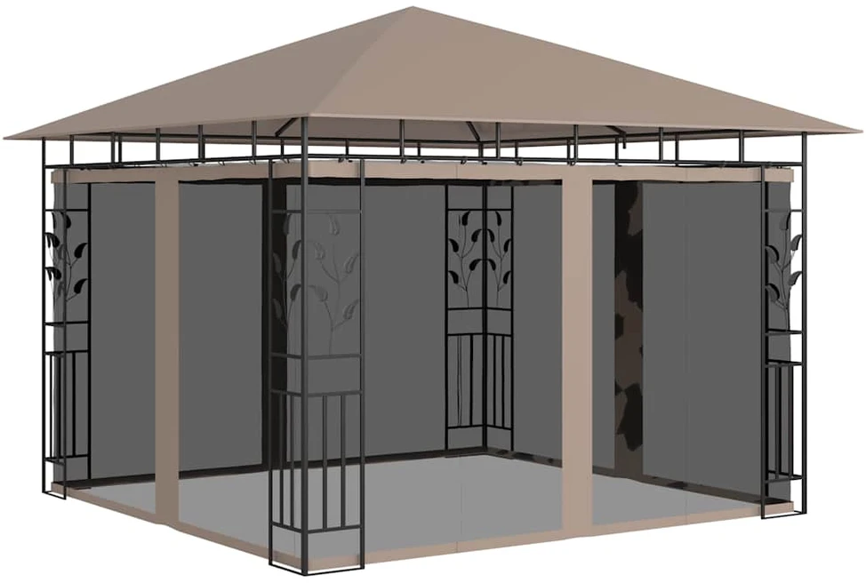 Pavėsinė su tinkleliu nuo uodų, taupe spalvos, 3x3x2,73m
