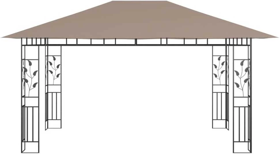 Pavėsinė su tinklelio sienelėmis, kreminės, 3x3m, plienas